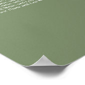 Blatt Green 12 Table Wedding Seating Chart Poster (Ecke)