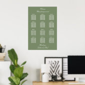 Blatt Green 12 Table Wedding Seating Chart Poster (Heimbüro)