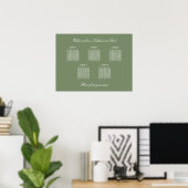 Blatt Green 5 Table Wedding Chart Poster (Heimbüro)