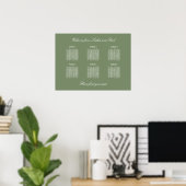 Blatt Green 6 Table Wedding Chart Poster (Heimbüro)