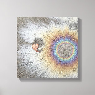 Blatt-Herz- und Regenbogen-Leinwandkunst Leinwanddruck