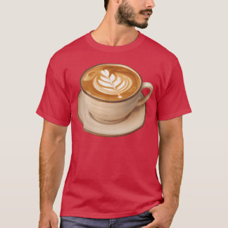 Blatt-Latte-Art auf Keramik-Tasse Freund T-Shirt