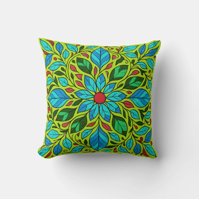 Blatt-Mandala-Design  Kissen (Vorderseite)