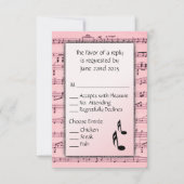 Blatt Music Pink UAWG Menu Auswahl RSVP Karte (Vorderseite)