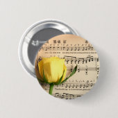 Blatt Music Yellow Rose Button (Vorne & Hinten)