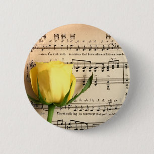 Blatt Music Yellow Rose Button
