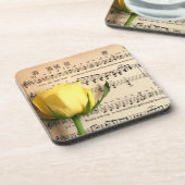 Blatt Music Yellow Rose Getränkeuntersetzer (Linke Seite)