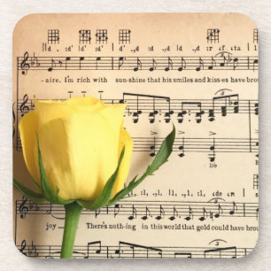 Blatt Music Yellow Rose Getränkeuntersetzer