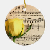 Blatt Music Yellow Rose Keramik Ornament (Vorne)