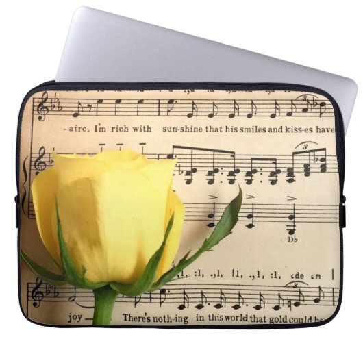Blatt Music Yellow Rose Laptopschutzhülle (Vorderseite)