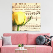 Blatt Music Yellow Rose Leinwanddruck (Insitu (Wohnzimmer))