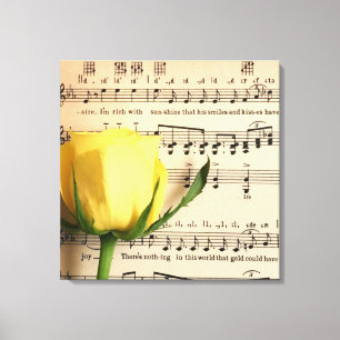 Blatt Music Yellow Rose Leinwanddruck