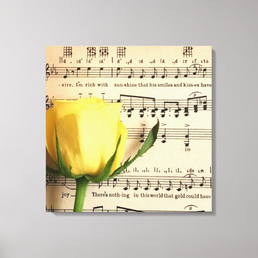 Blatt Music Yellow Rose Leinwanddruck (Vorderseite)