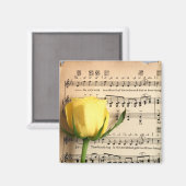 Blatt Music Yellow Rose Magnet (Vorderseite/Rückseite)