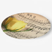 Blatt Music Yellow Rose Pappteller (Schrägansicht)