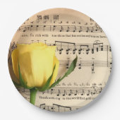 Blatt Music Yellow Rose Pappteller (Vorderseite)