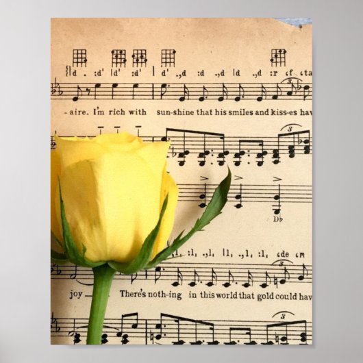 Blatt Music Yellow Rose Poster (Vorne)
