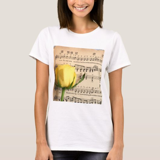 Blatt Music Yellow Rose T-Shirt (Vorderseite)