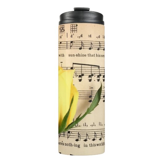 Blatt Music Yellow Rose Thermosbecher (Vorderseite)