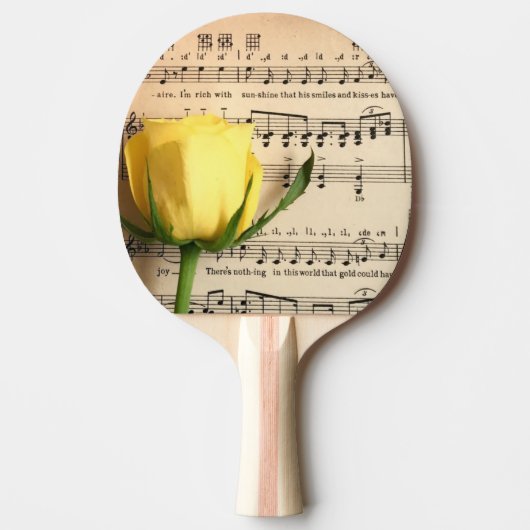 Blatt Music Yellow Rose Tischtennis Schläger (Vorderseite)