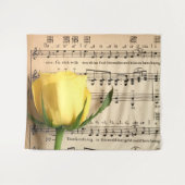 Blatt Music Yellow Rose Wandteppich (Vorderseite (Horizontal))