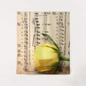 Blatt Music Yellow Rose Wandteppich (Vorderseite)