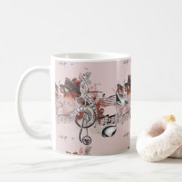Blatt-Musik u. Rosen-silberner Musiknoten Kaffeetasse