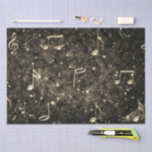 Blatt Musiknoten Gold Black Decoupage Seidenpapier (Handwerk)