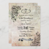 Blatt-Musiknoten hören Hochzeiten Einladung (Vorne/Hinten)