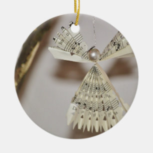 Blatt-Musiknoten-Weihnachtsengels-Perle Keramik Ornament