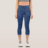 Blatt Muster, blaue Socken Capri Leggings (Vorderseite)