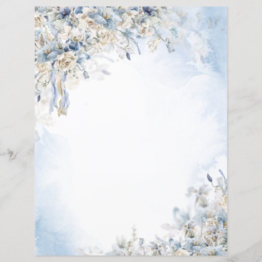 Blatt Papier des Blue Floral Elegantude Journal (Rückseite)