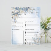 Blatt Papier des Blue Floral Elegantude Journal (Stehend Vorderseite)