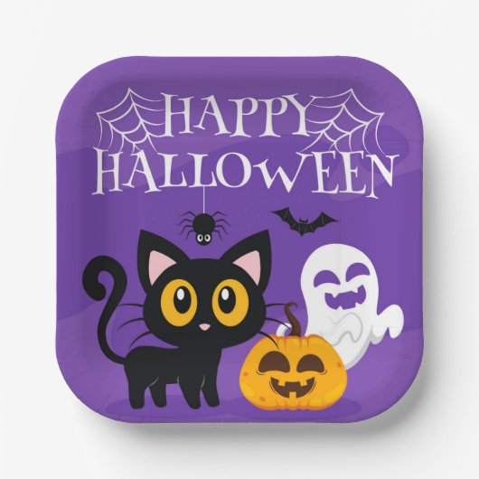 Blatt Papier Halloween Pappteller (Vorderseite)