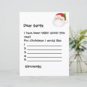 Blatt Papier - Sehr geehrter Weihnachtsmann möchte (Stehend Vorderseite)