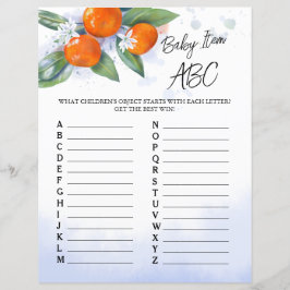 Blatt Papier Spiel "Baby Item ABC" für Babydusche.