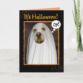Blatt passiert Funny Golden Retriever Halloween Karte