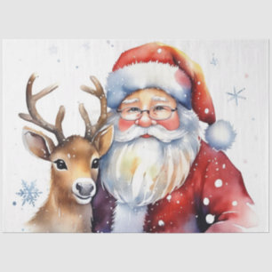 Blatt "Santa und Rentier" Seidenpapier