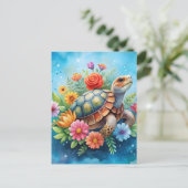 Blatt-Schildkröte Postkarte (Stehend Vorderseite)