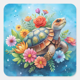 Blatt-Schildkröte Quadratischer Aufkleber
