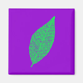 Blatt-Skelett-Linienkunst lila und grün Magnet