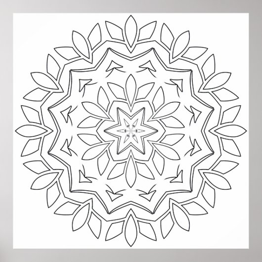 Blatt Stern Mandala Malvorlage Naturdesign Poster (Vorne)