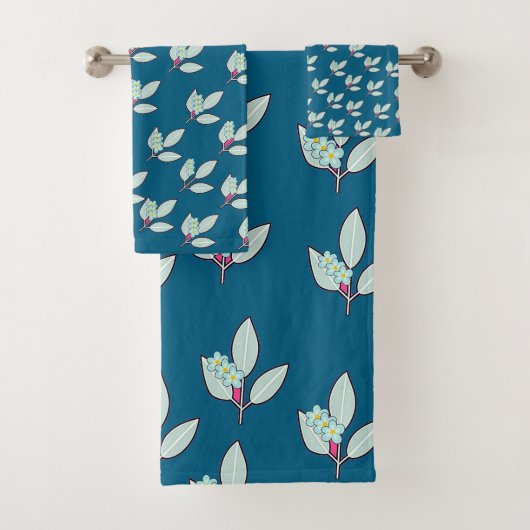 Blatt-Teal-Blume Badhandtuch Set (Insitu)
