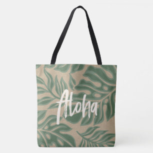 Blatt-Tiki-Sage-Grün-Hawaiianischer-Tropen-Strandt Tasche