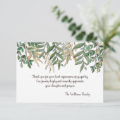 Blatt-Überdachungs-Beileid danken Ihnen zu Einladung (Stehend Vorderseite)