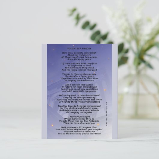 Blatt Volunteer Heroes (Stehend Vorderseite)