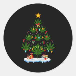 Blatt Weihnachtsbaum Unkraut Kiffer Weihnachten Pr Runder Aufkleber