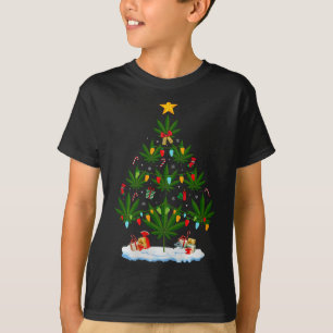 Blatt Weihnachtsbaum Unkraut Kiffer Weihnachten Pr T-Shirt