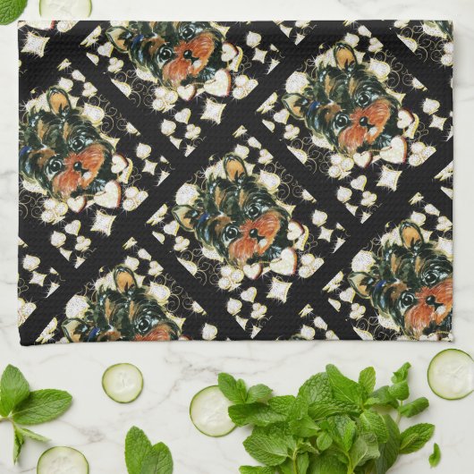 BLATT YORKIE POO GESCHIRRTUCH (Gefaltet)