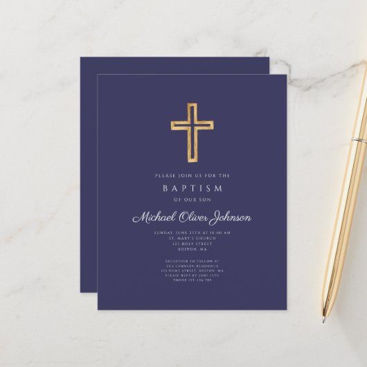 Blatt zum Thema Taufe des Blue Cross Baptisse (Vorderseite/Rückseite Beispiel)